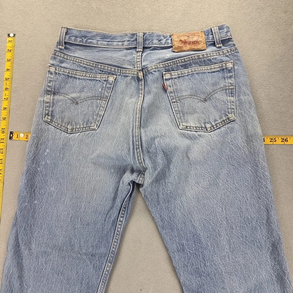VTG Levis 501 Jeans Mens Blue Light Wash Made In USA Star Patchwork Fits 32x28 - Picture 14 of 16